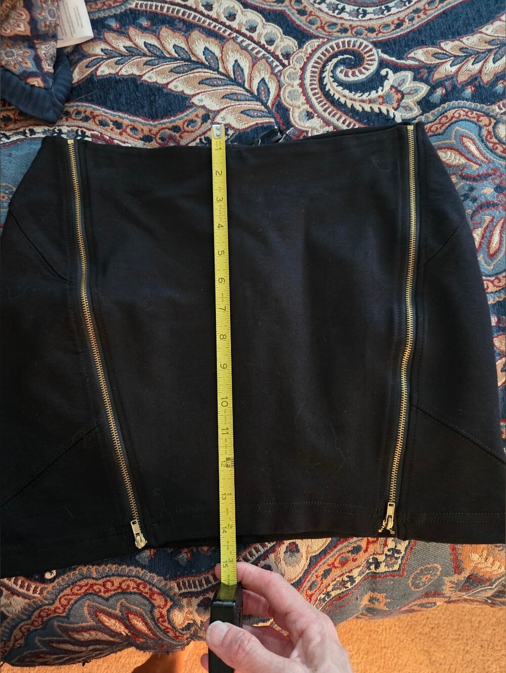 Black with gold zipper mini skirt